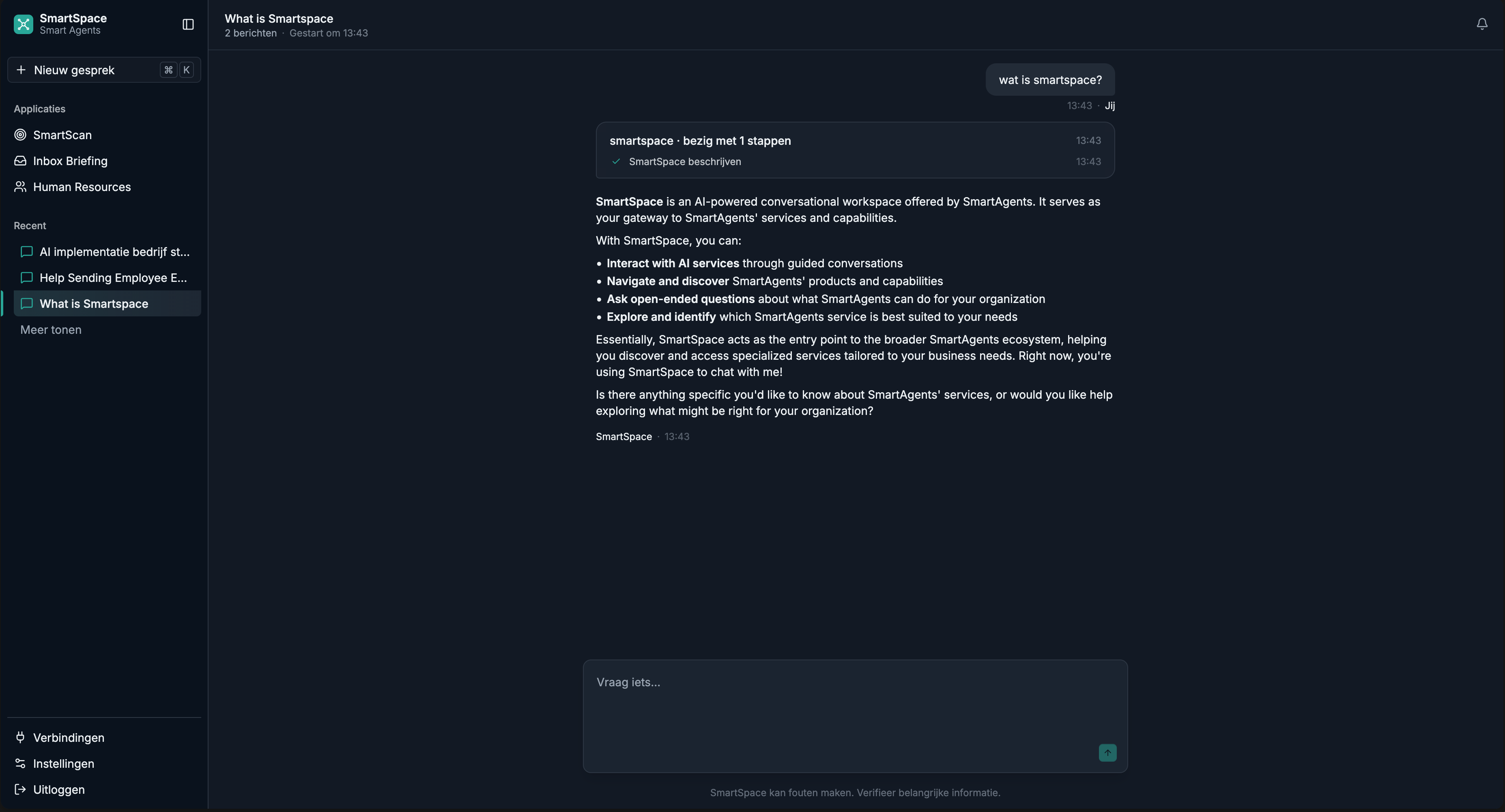SmartSpace, AI-platform met agents en applicaties op maat